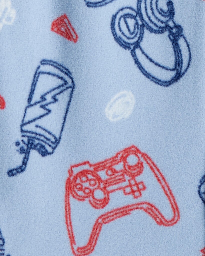 slide 2 of 2, Carter's Boys Video Games Print Fleece Long-Sleeve Zip-Up 1-Piece Pajamas - Blue Blue 8, 1 ct