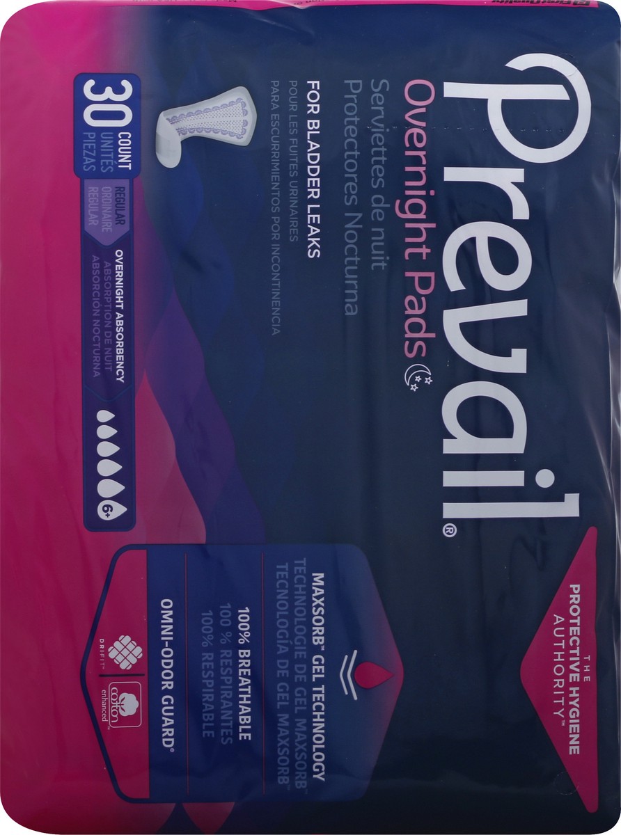 slide 3 of 12, Prevail Size 6+ Regular Overnight Pads 30 ea, 30 ct