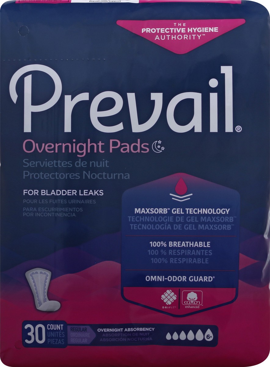 slide 5 of 12, Prevail Size 6+ Regular Overnight Pads 30 ea, 30 ct