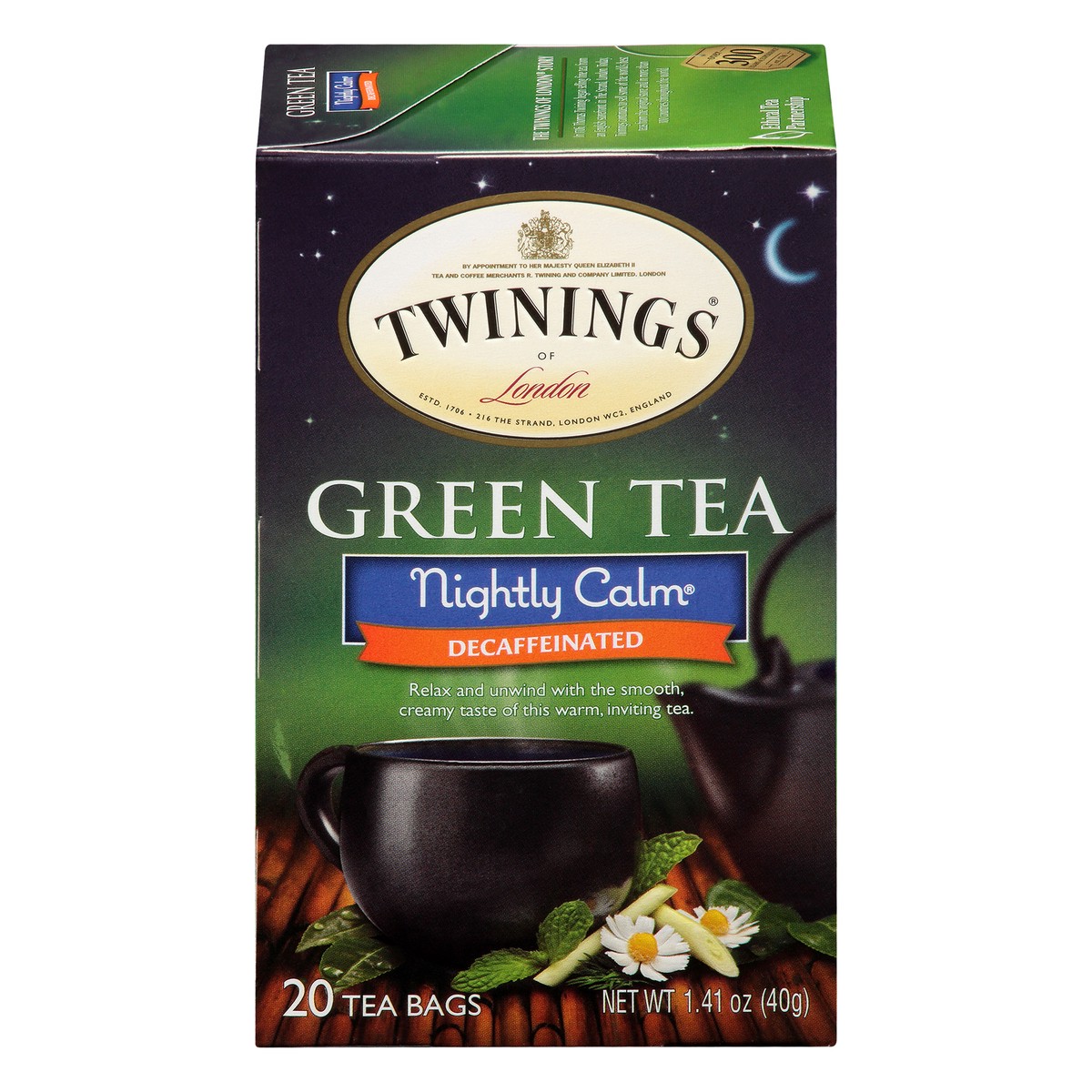 slide 1 of 9, Twinings Nightly Calm Decaffeinated Green Tea Bags-Twinings, 20 ct