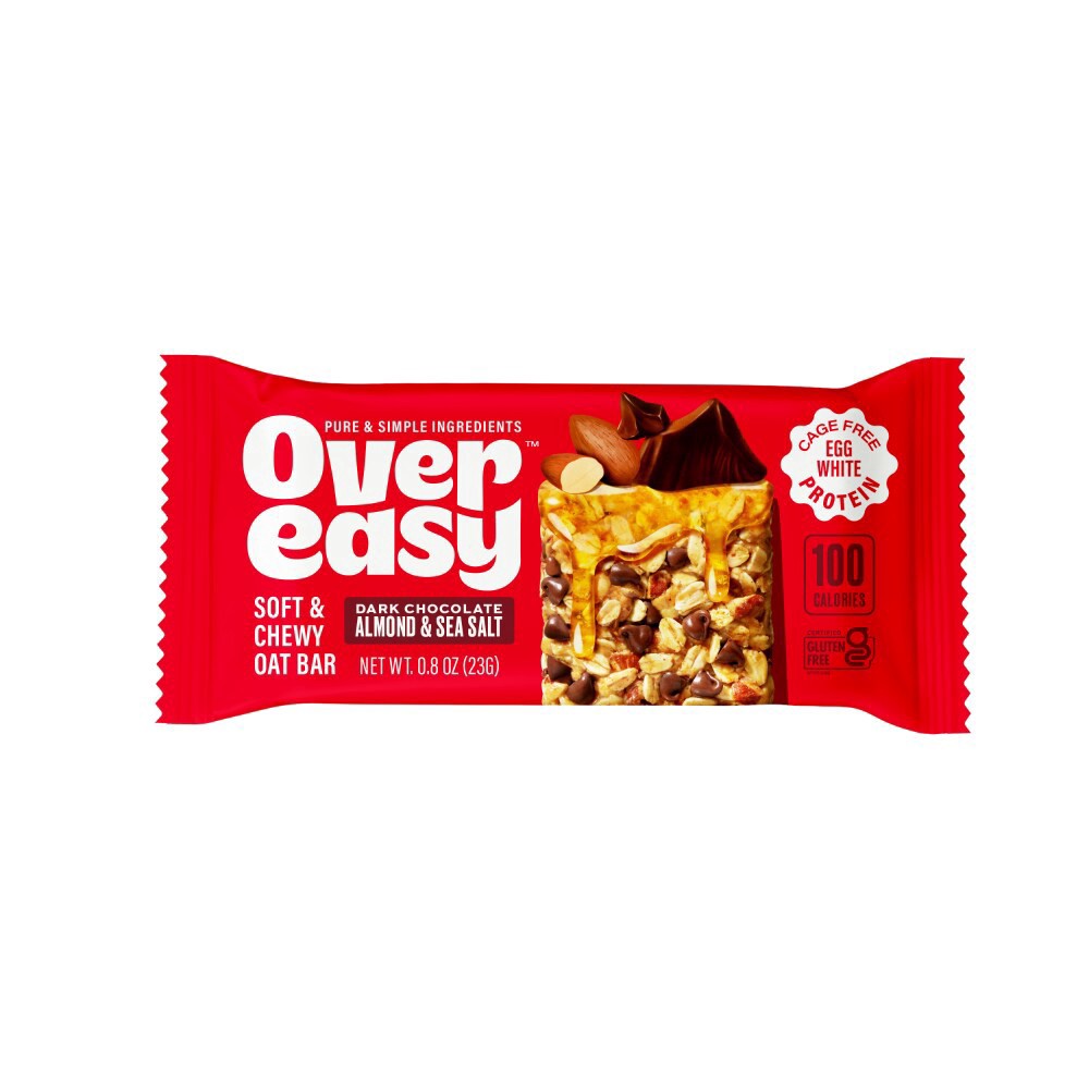 slide 2 of 5, Over Easy Dark Chocolate Almond Sea Salt Soft & Chewy Oat Bar, 5 ct