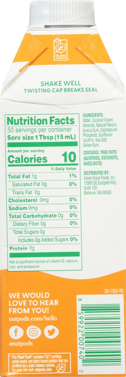 slide 5 of 9, nutpods Almond + Coconut Hazelnut Creamer 25.4 fl oz, 25.4 fl oz