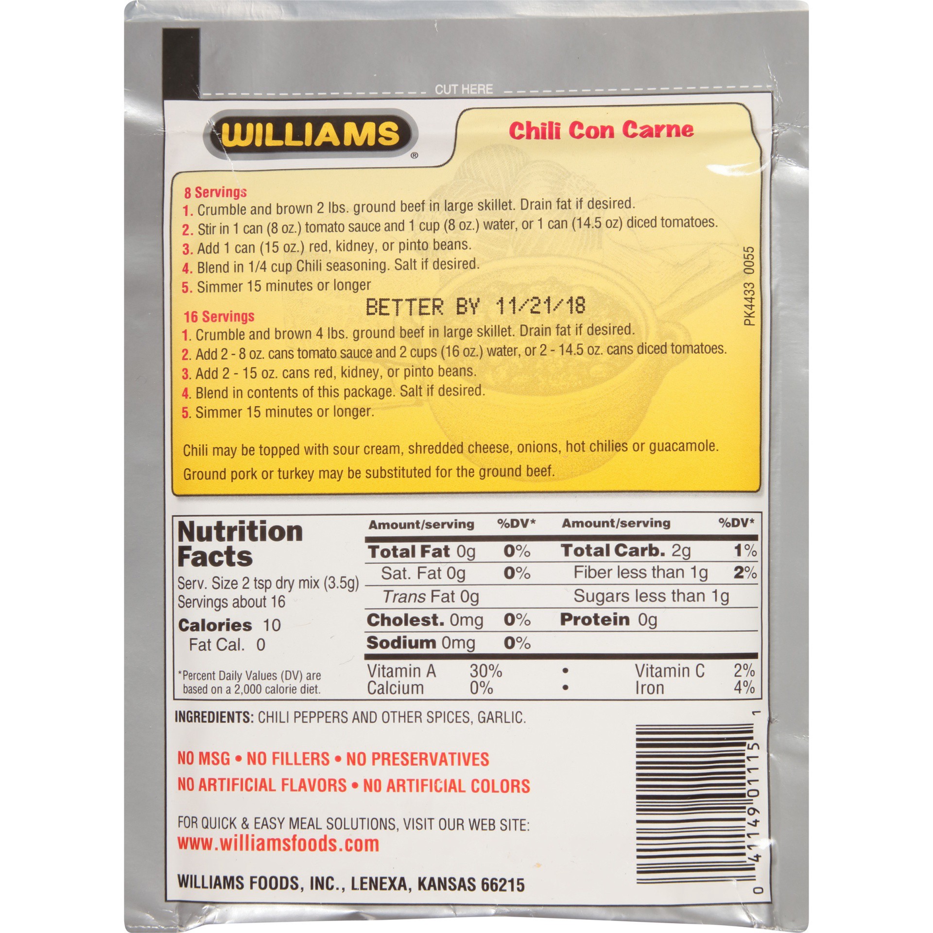 slide 6 of 6, Williams Chili Seasoning, 2 oz