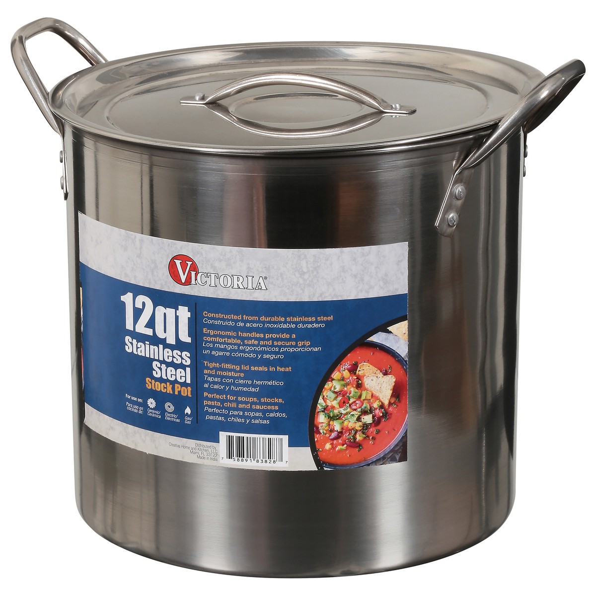 slide 3 of 9, Victoria 12 Quart Stainless Steel Stock Pot 1 ea, 12 qt