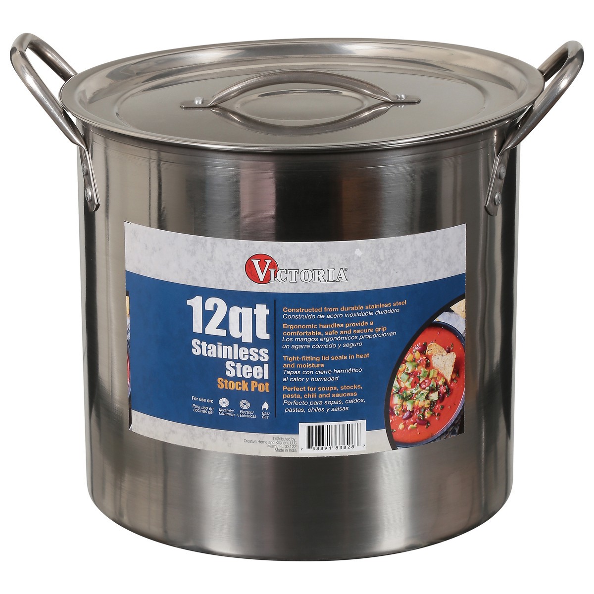 slide 1 of 9, Victoria 12 Quart Stainless Steel Stock Pot 1 ea, 12 qt