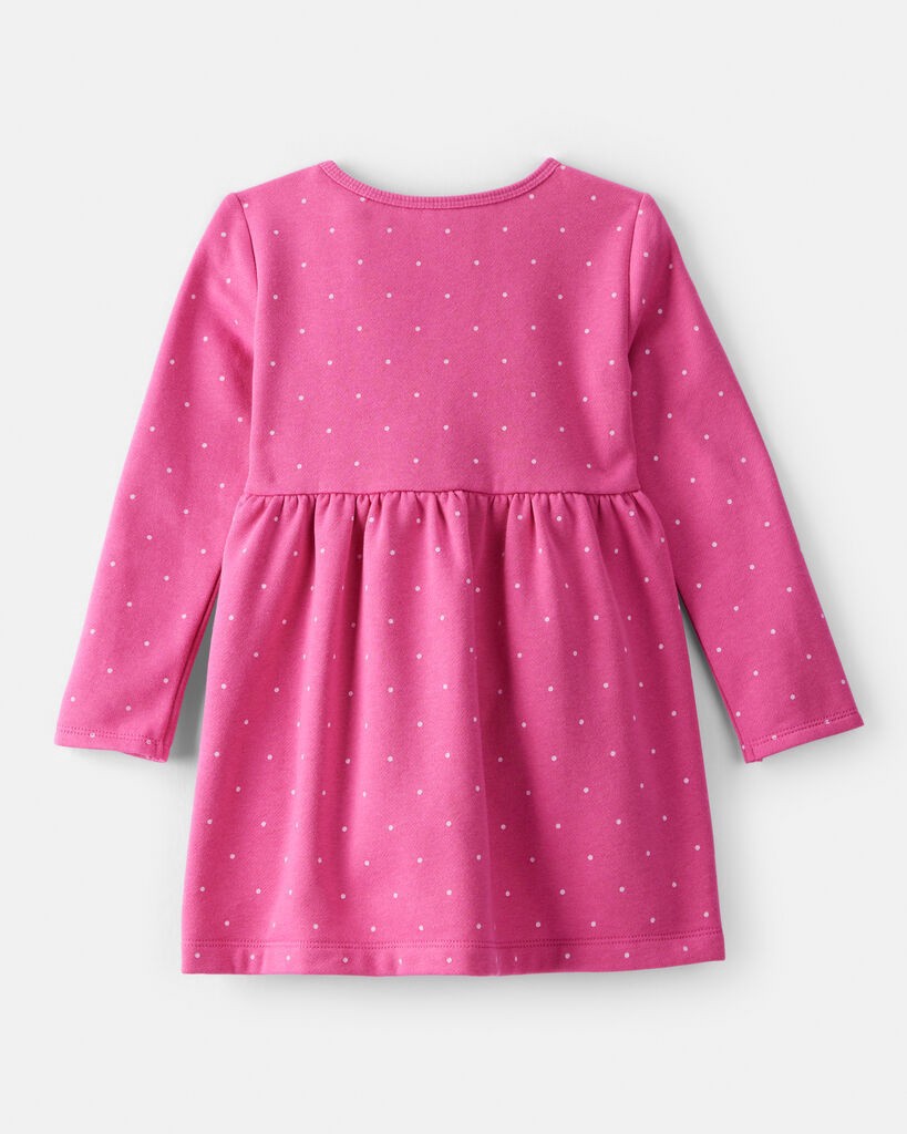 slide 2 of 3, Carter's Toddler Girl DayDream Fleece Polka Dot Knit Dress - Pink Fuchsia 5T, 1 ct