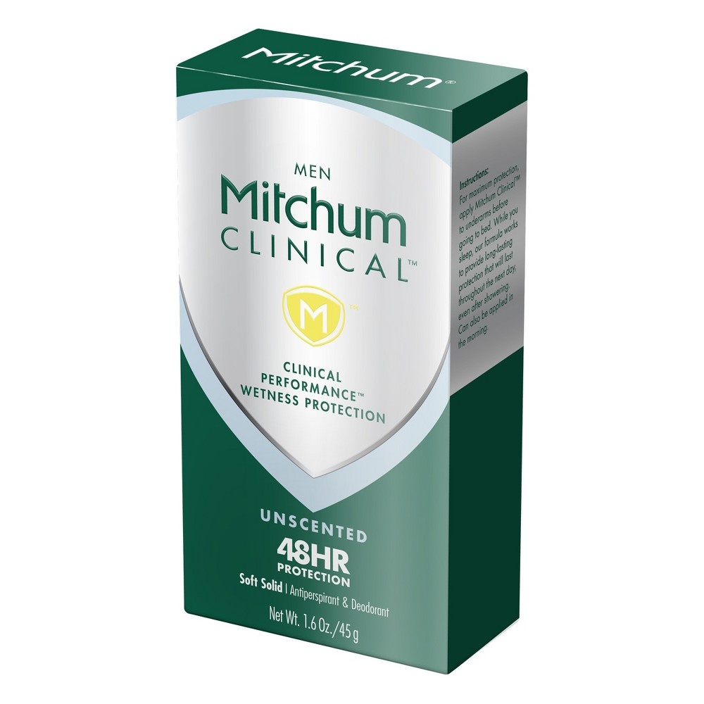 slide 2 of 4, Mitchum Men's Unscented Clinical Soft Solid Antiperspirant and Deodorant, 2.25 oz