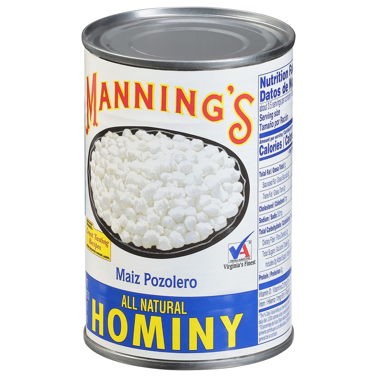 slide 3 of 11, Manning's Mannings Hominy, 15 oz