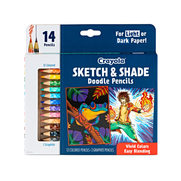 slide 5 of 8, Crayola Sketch & Shade Doodle Pencils, 14 ct