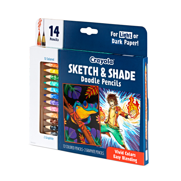 slide 2 of 8, Crayola Sketch & Shade Doodle Pencils, 14 ct