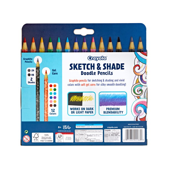 slide 4 of 8, Crayola Sketch & Shade Doodle Pencils, 14 ct