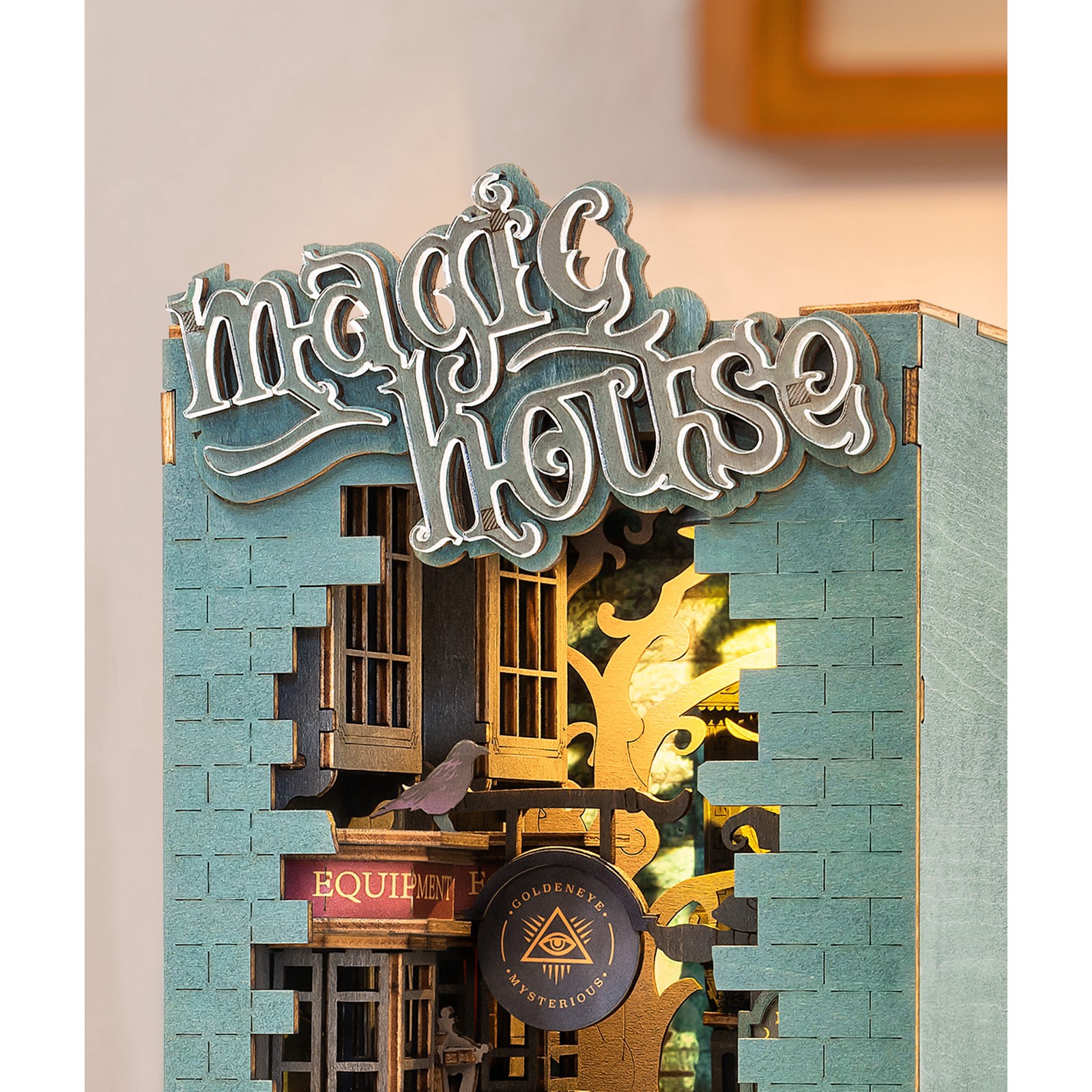 slide 2 of 8, Robotime Rolife Magic House Diy Book Nook Shelf Insert Kit, 9.45 in x 7 in x 4.33 in