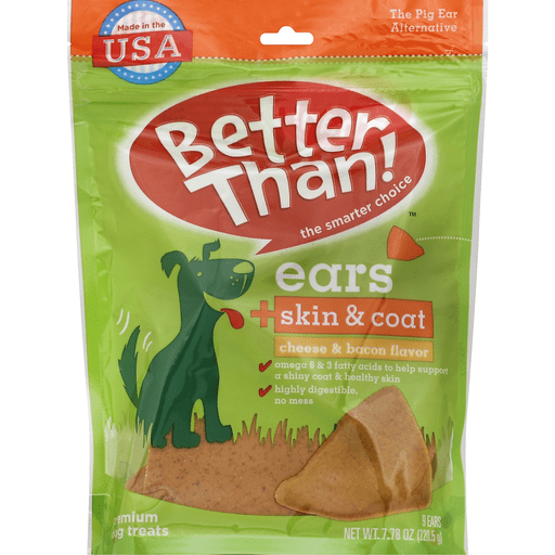 slide 1 of 1, Better than Ears Premium Dog Treats - Cheese & Bacon, 7.78 oz