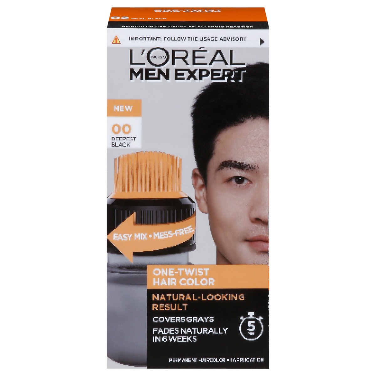 slide 1 of 9, L'Oréal Men Expert Real Black 02 One-Twist Permanent Hair Color 1 ea, 1 ct