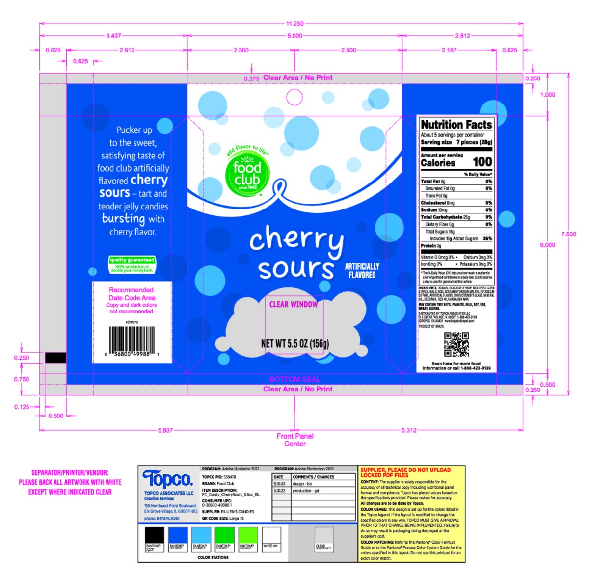 slide 10 of 15, Food Club Cherry Sours 5.5 oz, 