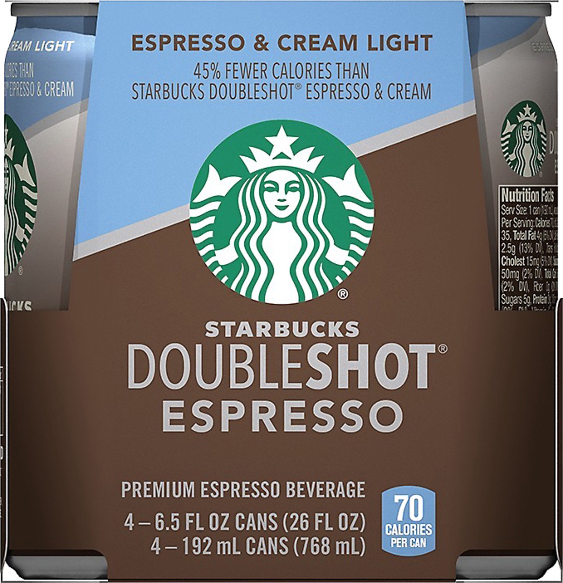 slide 2 of 3, Starbucks Premium Espresso Beverage Espresso & Cream Light 6.5 Fl Oz 4 Count, 26 oz