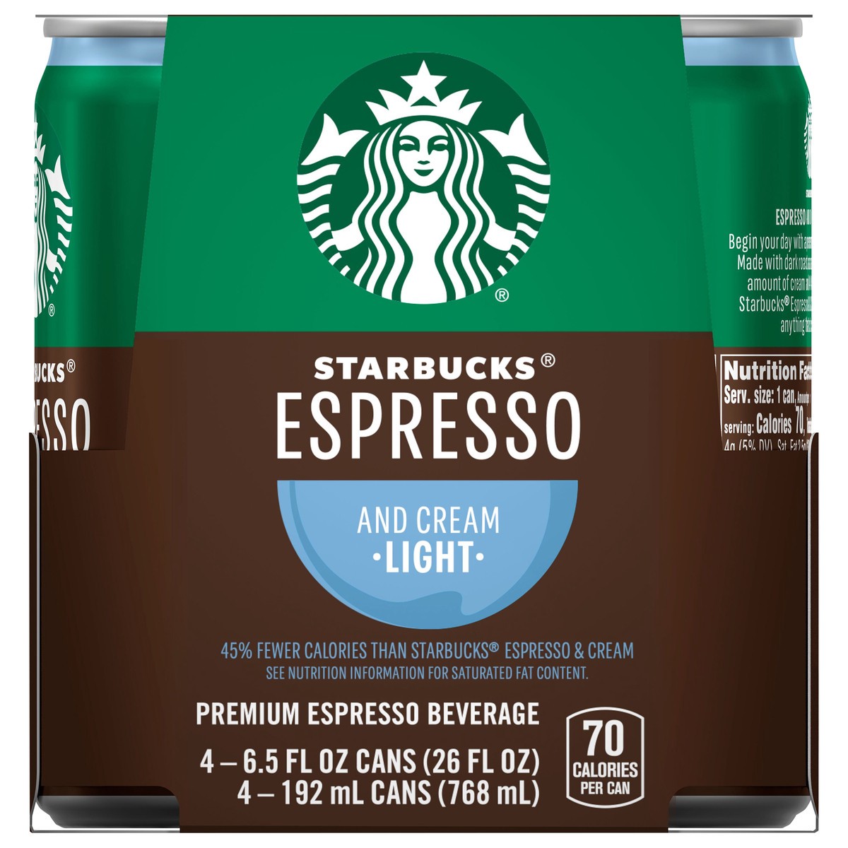 slide 1 of 3, Starbucks Premium Espresso Beverage Espresso & Cream Light 6.5 Fl Oz 4 Count, 4 ct; 6.5 oz
