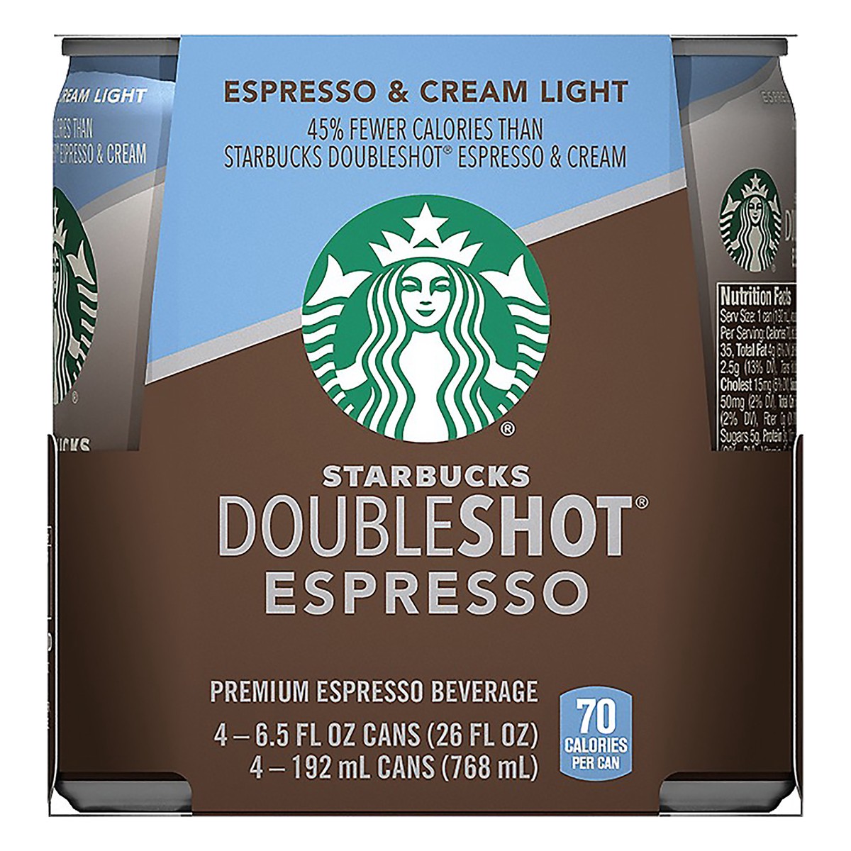 slide 1 of 3, Starbucks Premium Espresso Beverage Espresso & Cream Light 6.5 Fl Oz 4 Count, 26 oz