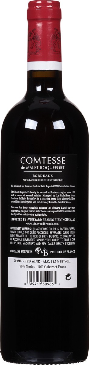 slide 7 of 11, Comtesse de Malet Roquefort Bordeaux 750 ml, 750 ml