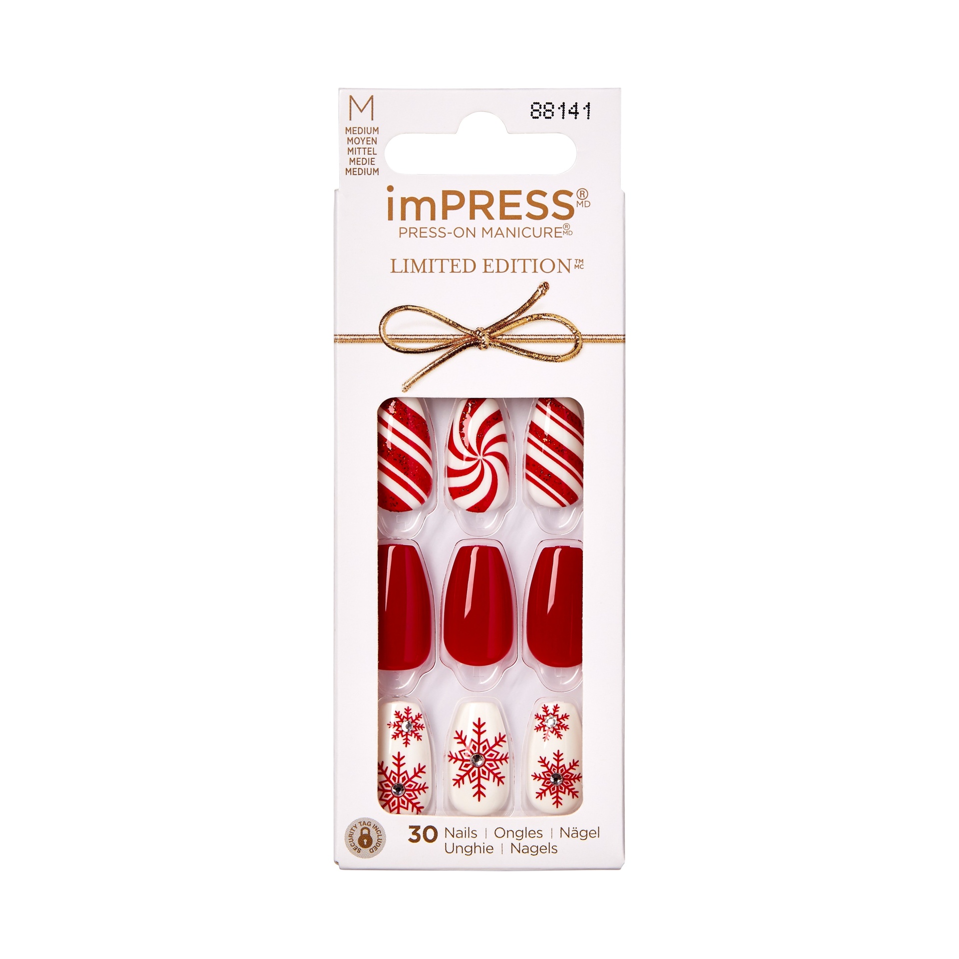 slide 1 of 1, imPRESS Press-On Manicure Fake Nails - Tis the Season - 33ct, 33 ct