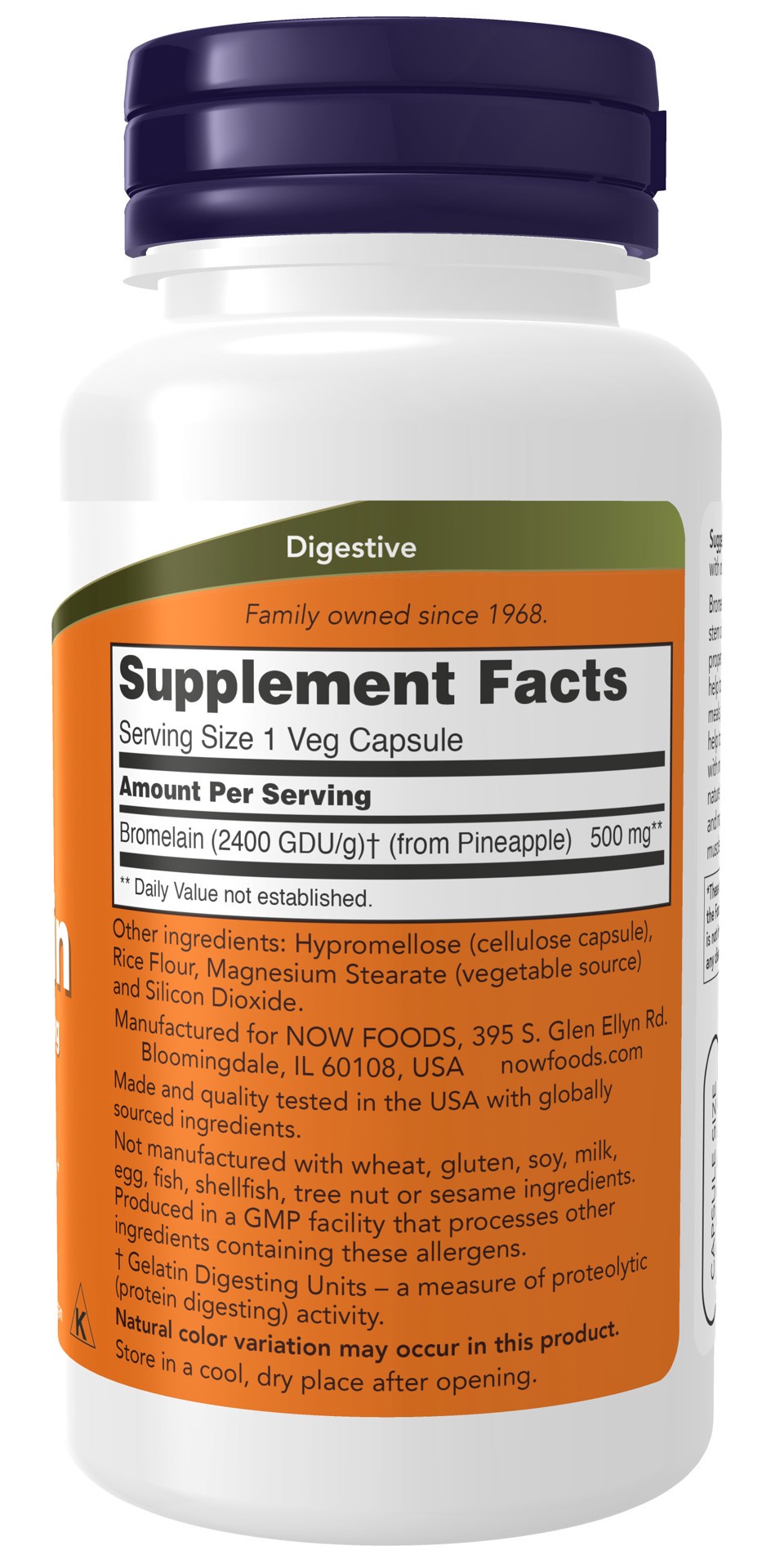 slide 4 of 4, NOW Bromelain 500 mg - 60 Veg Capsules, 1 ct