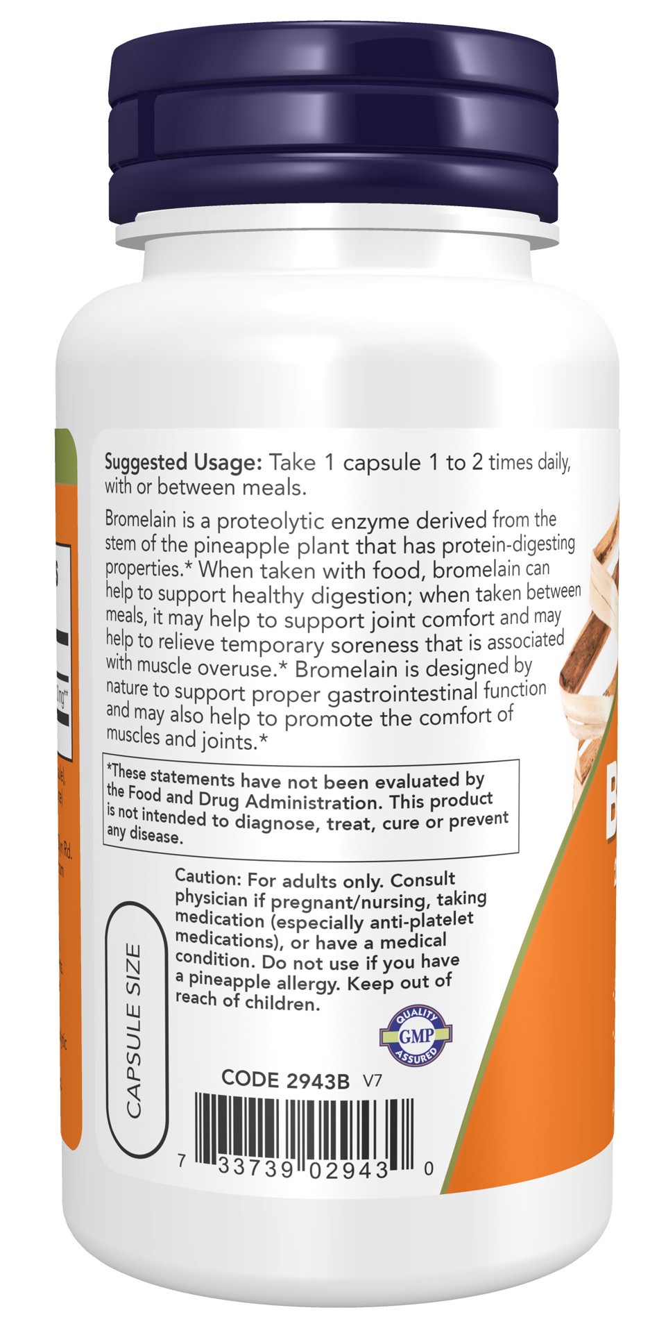 slide 2 of 4, NOW Bromelain 500 mg - 60 Veg Capsules, 1 ct