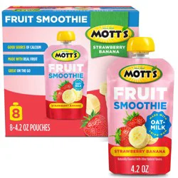 Mott's Strawberry Banana Fruit Smoothie, 4.2 oz clear pouches, 8 pack