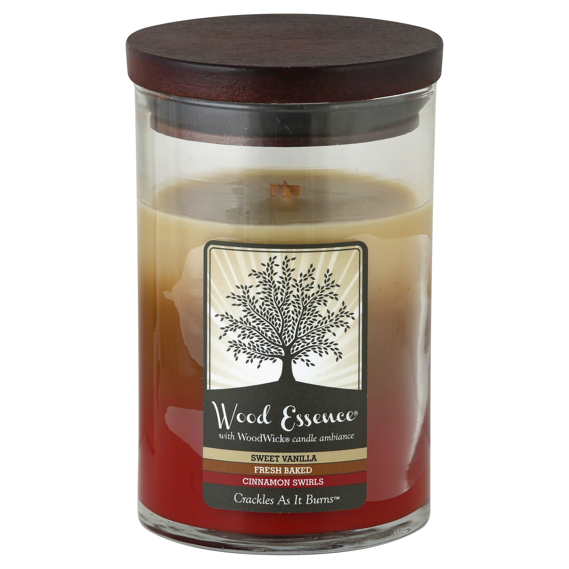 slide 1 of 2, Wood Essence Medium Triple Sweet Vanilla, Fresh Baked, Cinnamon Swirls Candle, 1 ct