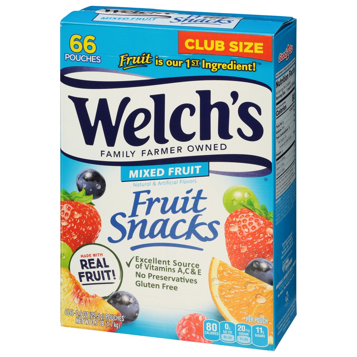 slide 9 of 9, Welch's Mixed Fruit Fruit Snacks Club Size 66 - 0.9 oz Pouches, 66 ct