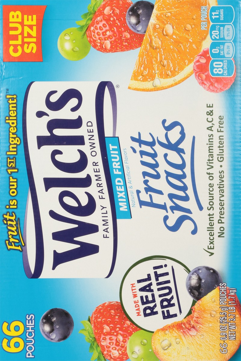 slide 3 of 9, Welch's Mixed Fruit Fruit Snacks Club Size 66 - 0.9 oz Pouches, 66 ct