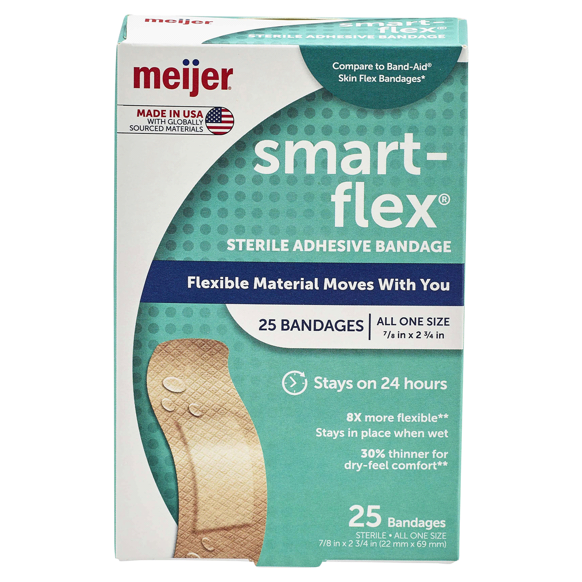 slide 1 of 1, Meijer Smart Flex Adhesive Bandages, 25 ct