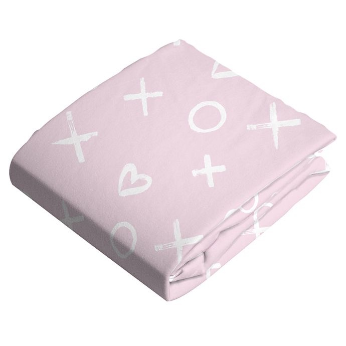 slide 2 of 5, Kushies XO Cotton Flannel Fitted Crib Sheet - Pink, 1 ct