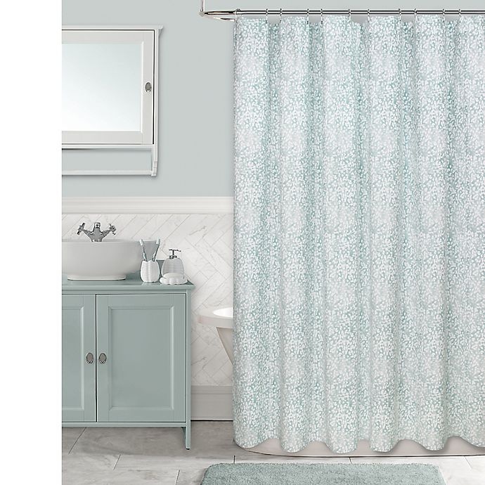 slide 1 of 2, Colordrift Botanical Shower Curtain - Aqua, 72 in x 96 in