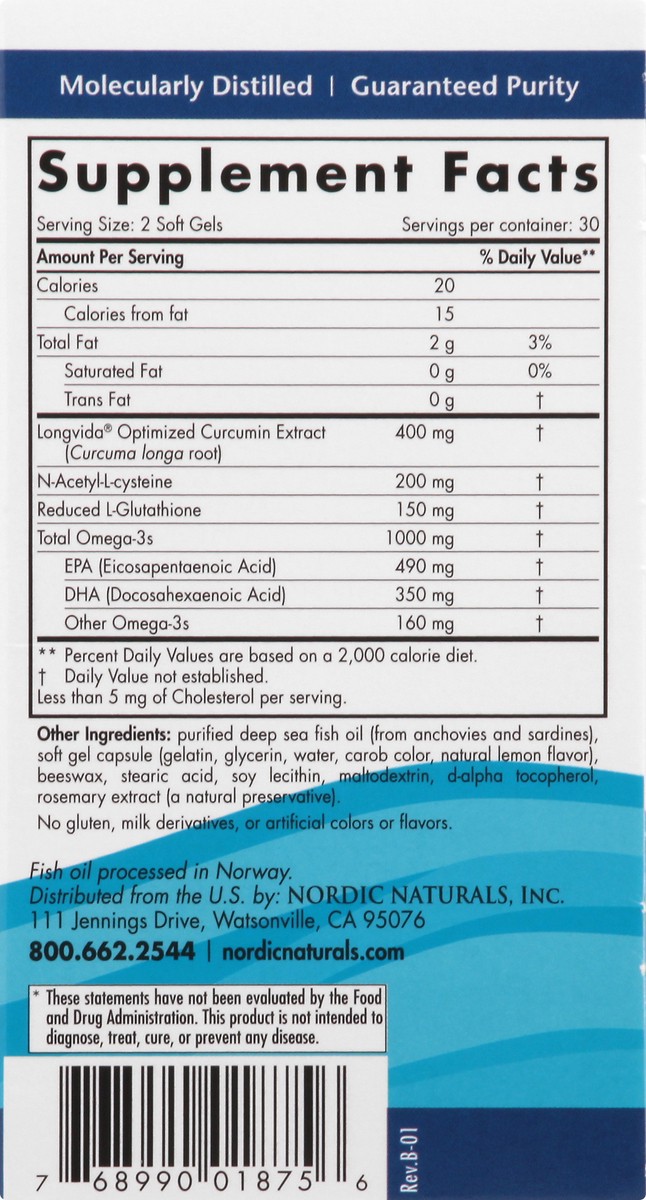 slide 2 of 13, Nordic Naturals Omega Curcumin Omega-3 + Curcumin, 60 ct