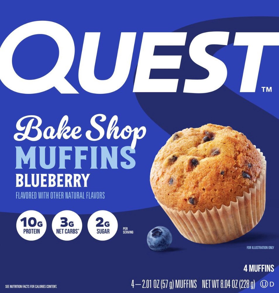 slide 3 of 3, Quest Bake Shop Blueberry Muffins, 4 ct; 2.01 oz