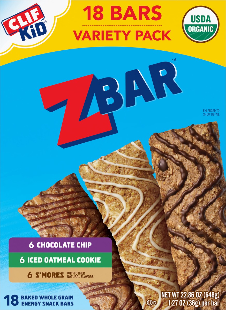 slide 2 of 12, Zbar Chocolate Chip/Iced Oatmeal Cookie/S'mores Energy Snack Bars Variety Pack 18 - 1.27 oz Packs, 18 ct