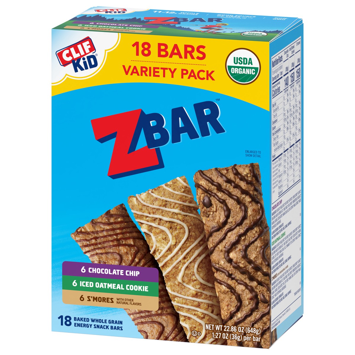 slide 8 of 12, Zbar Chocolate Chip/Iced Oatmeal Cookie/S'mores Energy Snack Bars Variety Pack 18 - 1.27 oz Packs, 18 ct