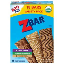 Zbar - Chocolate Chip, Iced Oatmeal Cookie, and S''mores - Variety Pack - Soft-Baked Energy Snack Bars - Non-GMO - 11-12g Whole Grains - USDA Organic Granola Bars (18 Pack)