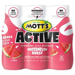Mott's Active Watermelon Burst Juice Beverage, 8 fl oz bottles, 6 pack