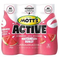 Mott's Active Watermelon Burst Juice Beverage, 8 fl oz bottles, 6 pack