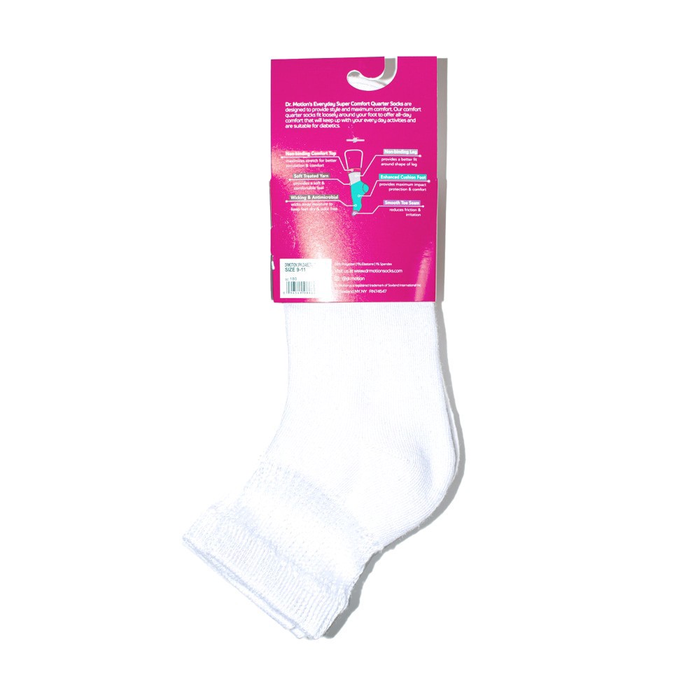 slide 2 of 2, Dr. Motion® Super Comfort Diabetic Quarter Socks - White, 3 ct