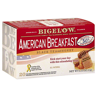 slide 1 of 1, Bigelow American Breakfast Black Tea With Honey, 20 ct