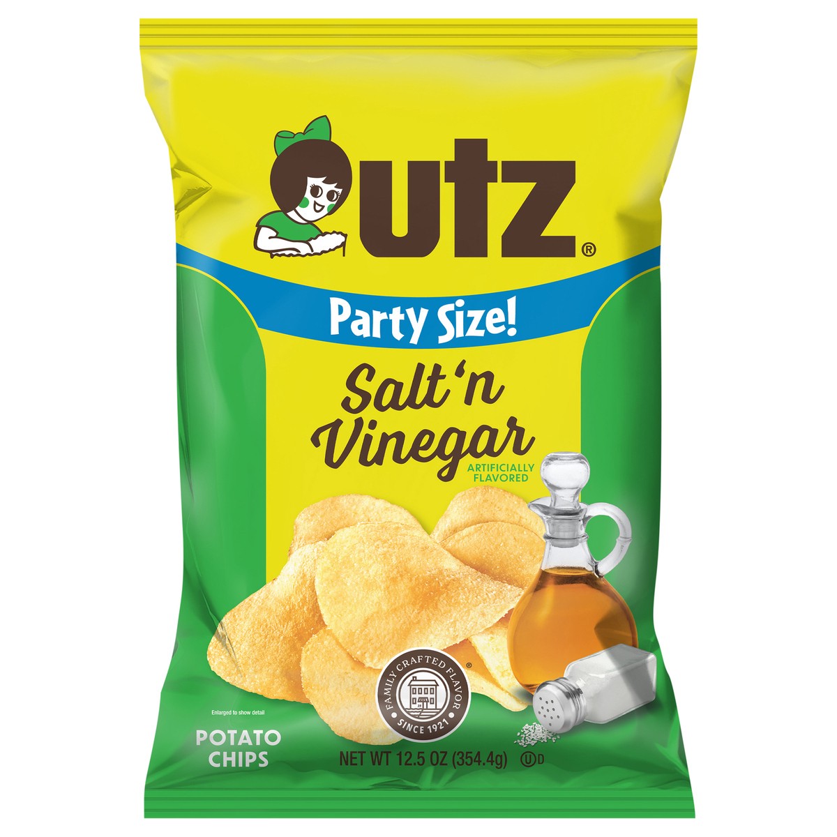 slide 1 of 7, Utz Salt And Vinegar Party Size Chips, 12.5 oz