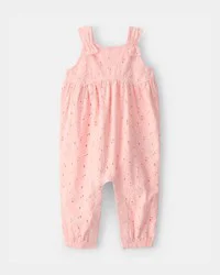 Baby Girl Eyelet Sleeveless Jumpsuit - Pink - 24M