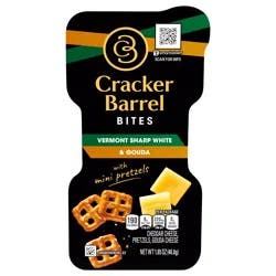 Cracker Barrel Bites with Vermont Sharp White Cheddar & Gouda Cheese with Pretzel Chips, 1.59 oz Tray
