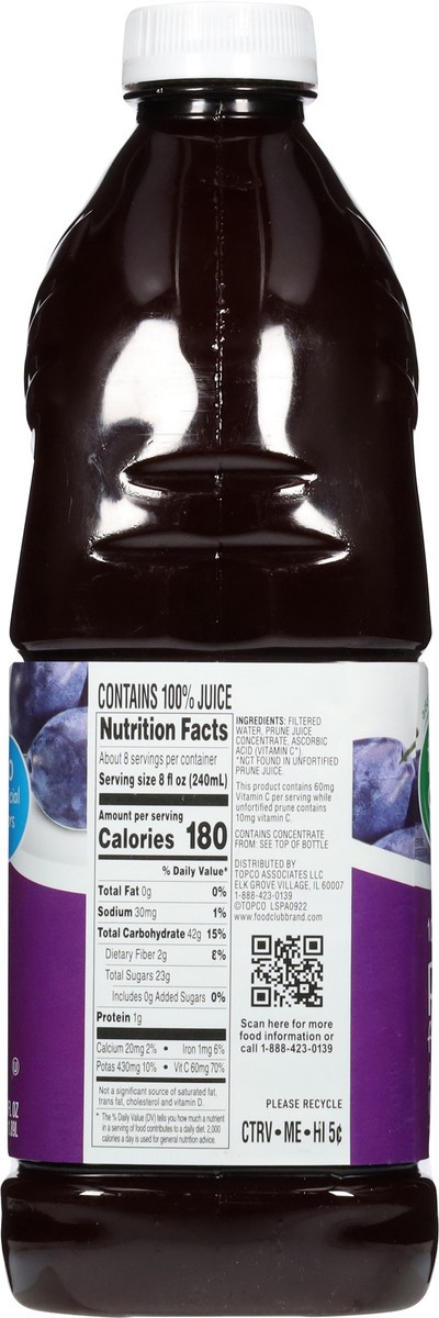 slide 11 of 16, Food Club 100% Unsweetened Prune Juice from Concentrate - 64 fl oz, 64 fl oz