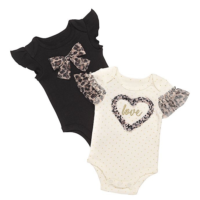 slide 1 of 1, Baby Starters Newborn Love and Cheetah Short Sleeve Bodysuits, 2 ct