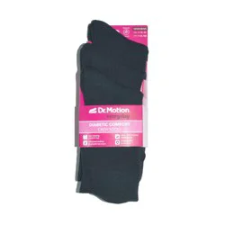 Dr. Motion® Everyday Diabetic Comfort Crew Socks - Black