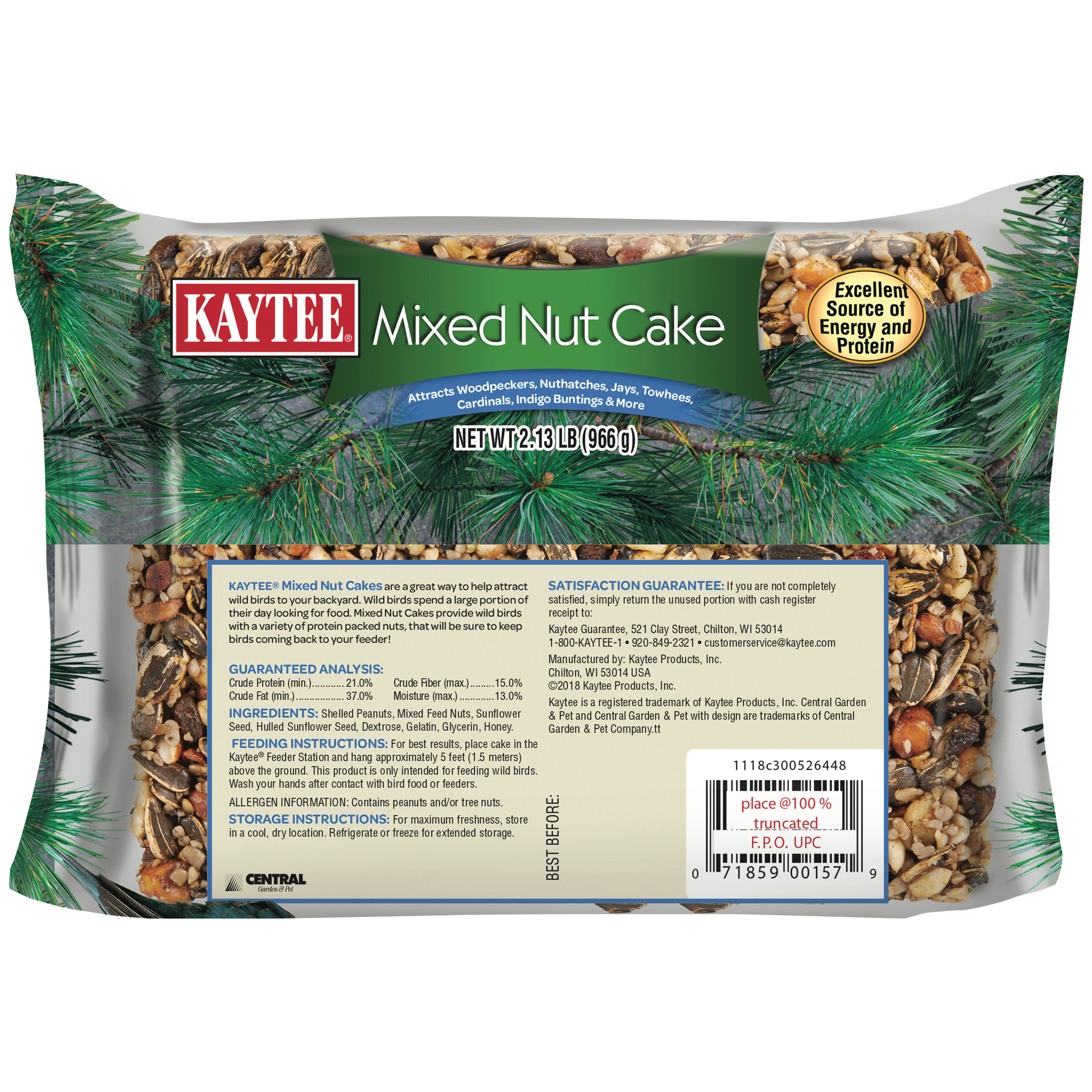 slide 3 of 3, Kaytee Mixed Nut Cake, 2.13 lb