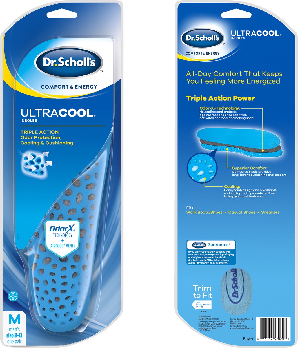 slide 3 of 4, Dr. Scholl's Ultra Cool Men's Size 8-13 Insoles 1 ea, 1 ea